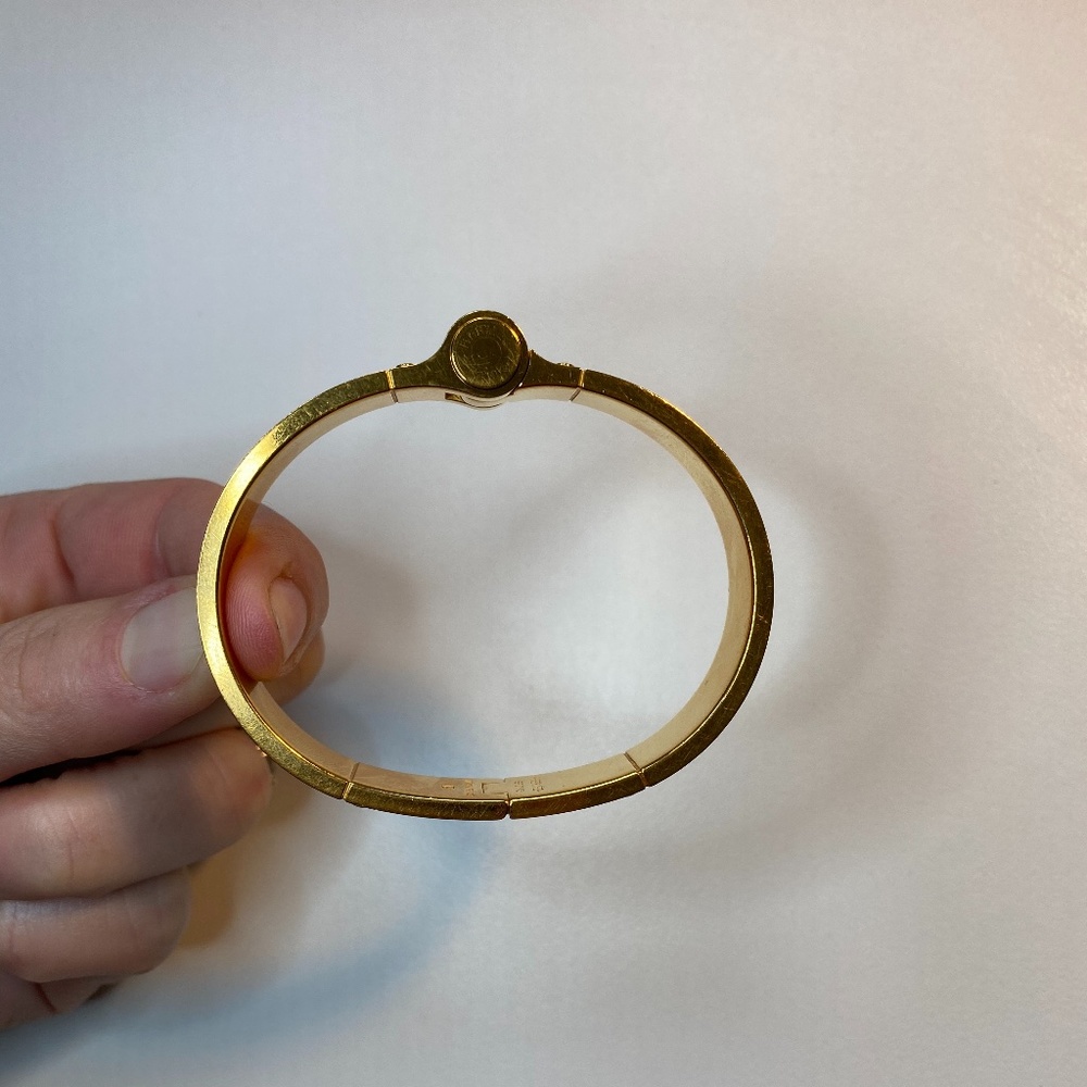 Authentic Herms Orange Hinged Bangle Bracelet - image 3